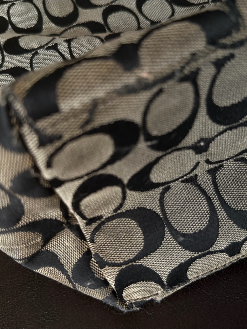 Coach Black and Gray Signature Tote with Leather Straps - Picture 9 of 15